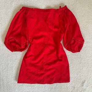 New York & Company Dress Womens Large Red Puff Sleeve Boho Party Cocktail Dress